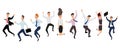 Jumping business people. Group of business people jumps on a white background. Vector illustration of a flat design. Set Royalty Free Stock Photo