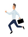 Jumping business people. Business man jumps with bag on a white background. Vector illustration of a flat design. Office Royalty Free Stock Photo