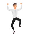 Jumping business people. Business man jumps on a white background. Vector illustration of a flat design. Office worker Royalty Free Stock Photo