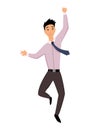 Jumping business people. Business man jumps on a white background. Vector illustration of a flat design. Office worker Royalty Free Stock Photo