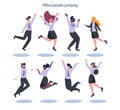 Jumping business people set. Happy and successful employee Royalty Free Stock Photo