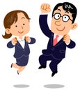 Jumping business person men and women
