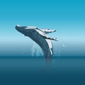 Jumping cartoon humpback whale in the ocean vector illustration.