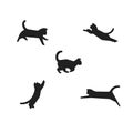 Jumping cat silhouette vector Royalty Free Stock Photo