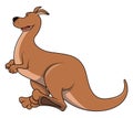 Jumping Cute Kangaroo Color Illustration