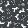 Jumping Cute Ponies in the Night Vector Graphic Cartoon Seamless Pattern