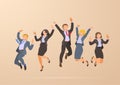 Jumping Dancing Happy Successful Business People f