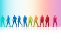 Jumping dancing people silhouettes fun little design joy group party shadow colourful disco Royalty Free Stock Photo