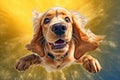 purebred dog pet doggy white jump cute jumping animal background fly. Generative AI.