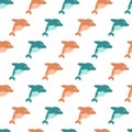 Jumping Dolphin Family Vector Graphic Art Seamless Pattern Royalty Free Stock Photo