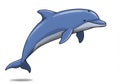 Jumping Dolphin Illustration on White Background Royalty Free Stock Photo