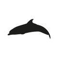 Jumping dolphin silhouette, vector in flat style