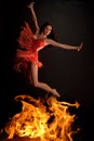 jumping through fire Royalty Free Stock Photo
