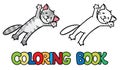 Jumping or flying cat. Coloring book Royalty Free Stock Photo