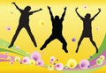 Jumping friends floral vector