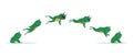Jumping frog. Cartoon animation sequence with amphibian movement. Side view of aquatic animal jump process. Isolated