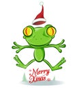 Jumping Frog christmas Cartoon Character Royalty Free Stock Photo