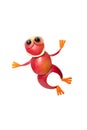 Jumping frog made of red apple