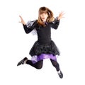 Jumping girl in bat costume Royalty Free Stock Photo