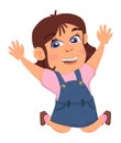 Jumping girl. Happy laughing kid. Fun cartoon character Royalty Free Stock Photo