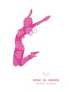 Jumping girl silhouette frame with pink lace Royalty Free Stock Photo