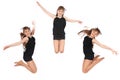 Jumping girl in three poses