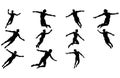 Silhouettes of jumping people,Jumping group people silhouette. People jumping Royalty Free Stock Photo