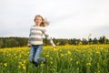 Jumping happy girl outdoor Royalty Free Stock Photo