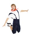 Jumping happy men isolated. Royalty Free Stock Photo