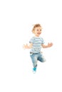 Jumping happy toddler boy