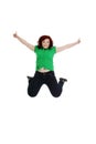 Jumping happy woman Royalty Free Stock Photo