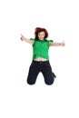 Jumping happy woman Royalty Free Stock Photo