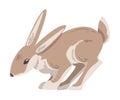 Jumping Hare or Jackrabbit as Swift Animal with Long Ears and Grayish Brown Coat Vector Illustration