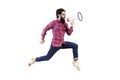 Jumping hipster man Royalty Free Stock Photo