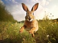 Ai Generated illustration Wildlife Concept of Jumping jack rabbit