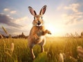 Ai Generated illustration Wildlife Concept of Jumping jack rabbit