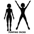 Jumping Jack. Sport exersice. Silhouettes of woman doing exercise. Workout, training. Royalty Free Stock Photo