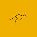 Jumping kangaroo logo, Australian animal simple line art symbol, fast wallaby linear icon