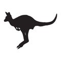 Jumping Kangaroo Macropus Giganteus On a Side View Silhouette Found In Map Of Australia And Indonesia