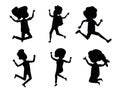 jumping kids set cartoon isolated vector Silhouette 07 Royalty Free Stock Photo