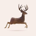 Jumping polygon reindeer, vector illustration