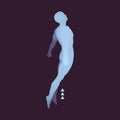 Jumping Man. 3D Model of Man. Human Body. Sport Symbol. Royalty Free Stock Photo