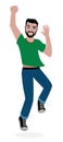 Jumping Man Happy Smart Young Sporty Bearded Royalty Free Stock Photo