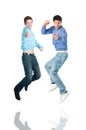 Jumping men pointing at you Royalty Free Stock Photo