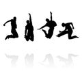 Jumping men silhouettes Royalty Free Stock Photo