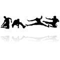 Jumping men silhouettes Royalty Free Stock Photo
