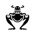 jumping monster glyph icon vector illustration
