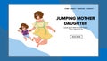 jumping mother daughter vector Royalty Free Stock Photo