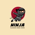 Jumping ninja mascot cartoon logo vector icon