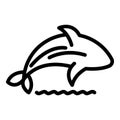 Jumping orca icon, outline style